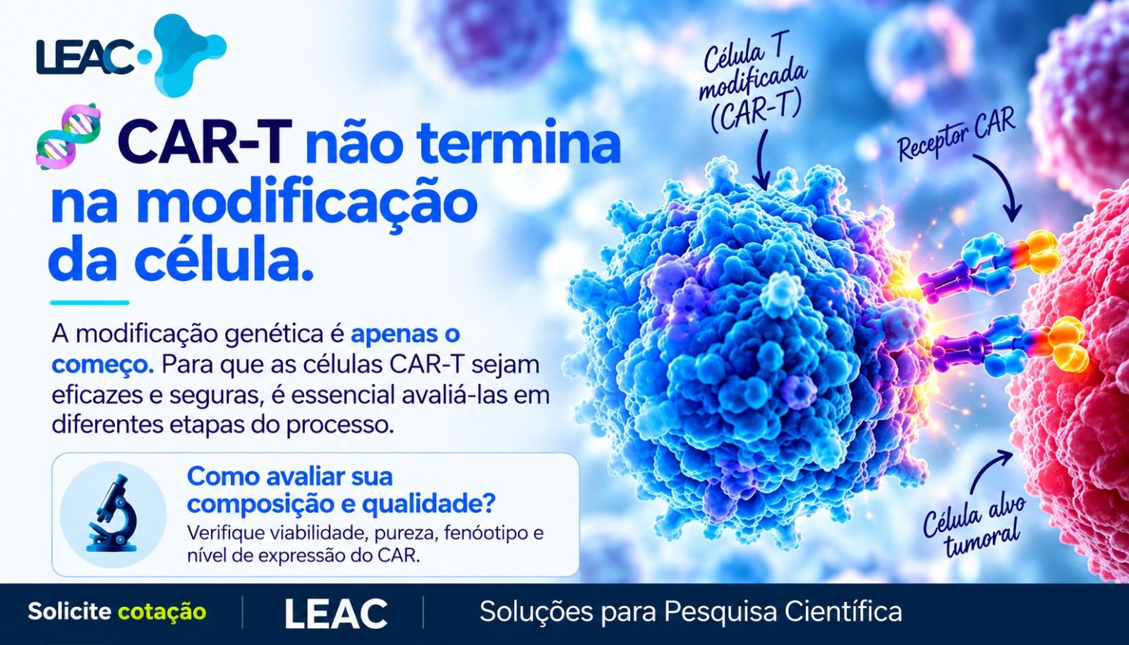 Fique por dentro das novidades com a Leac Lab | Da célula T à CAR-T: como a caracterização celular contribui para a pesquisa 