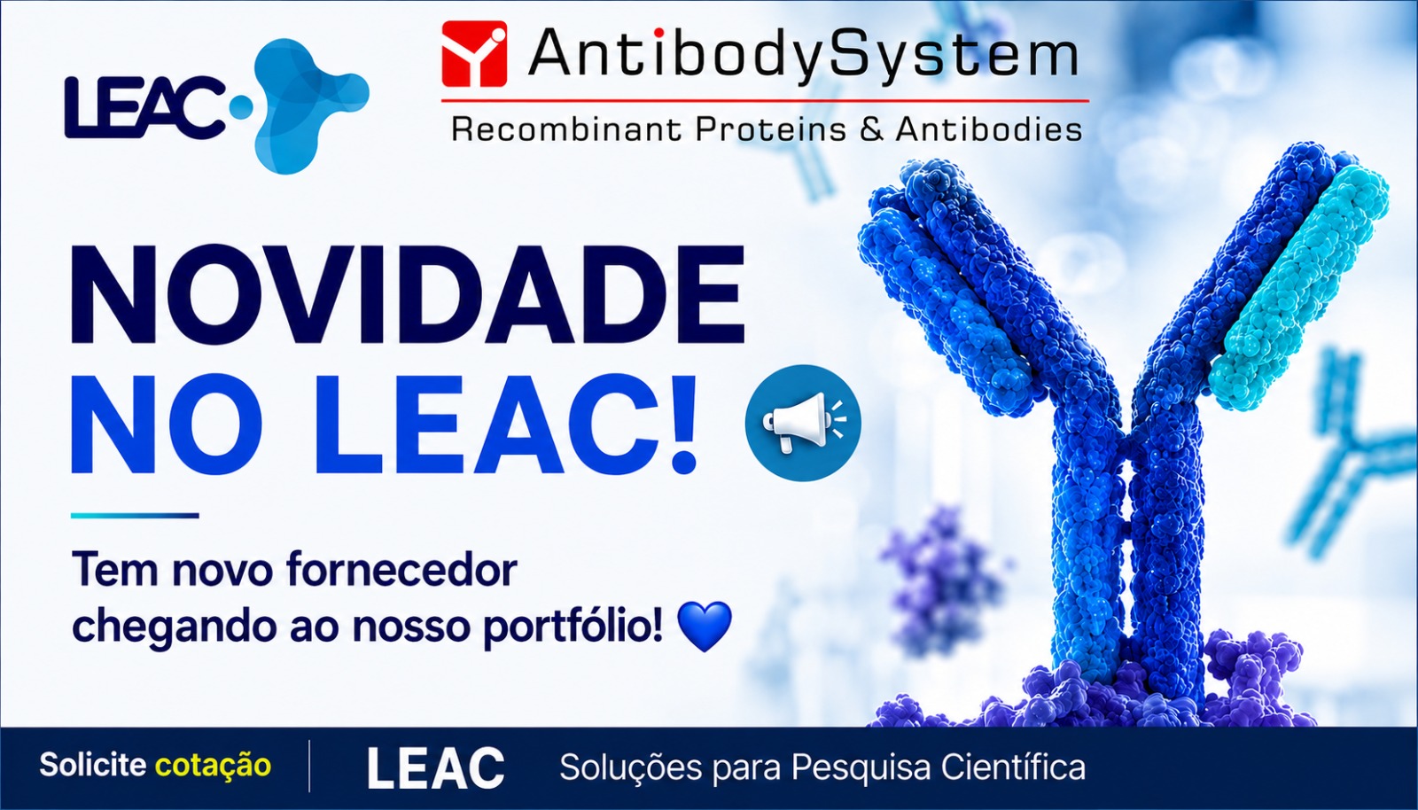 Fique por dentro das novidades com a Leac Lab | Novo fornecedor no portfólio do LEAC: conheça a AntibodySystem 