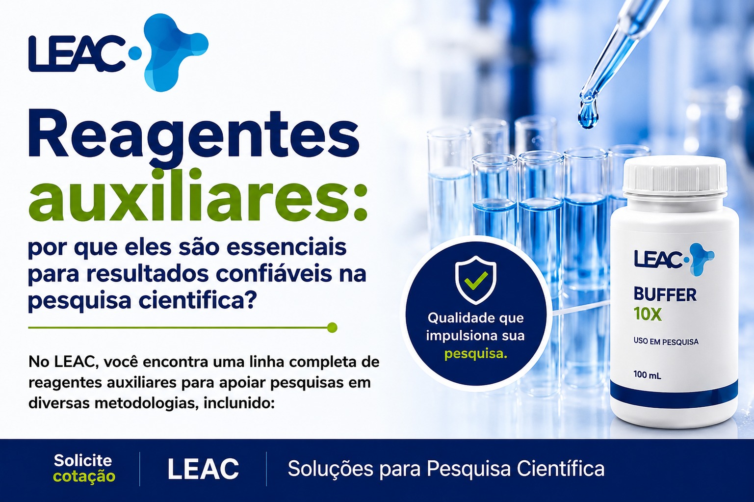 Fique por dentro das novidades com a Leac Lab | Reagentes auxiliares: por que eles são essenciais para resultados confiáveis na pesquisa científica? 